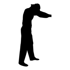 Silhouette man dressing sweater clothes concept put on his pullover black color vector illustration flat style simple image