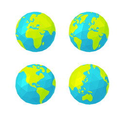Vector Illustration set of polygonized earth ( globe )