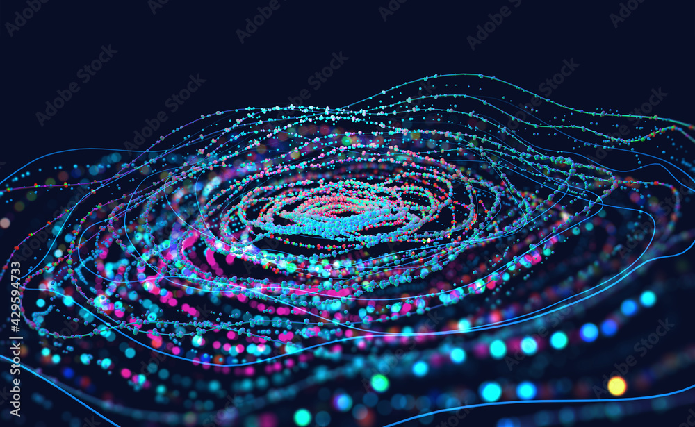Poster data center, big data analytics. business technologies of our time. massive data, digital funnel, in