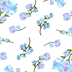 Obraz na płótnie Canvas Elegant flower seamless pattern with blooming hydrangea vector background design