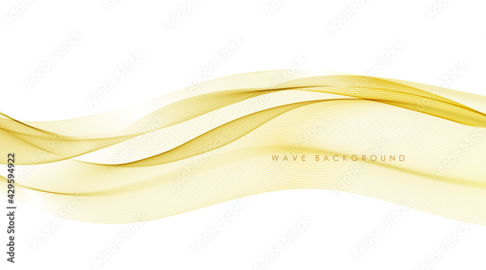 Aufkleber Vector abstract colorful flowing gold wave lines isolated on white background. Design element for wedding invitation, greeting card