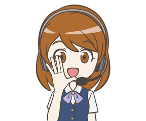 呼びかけるオペレーターの女性