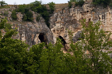 Exterior view of the ruins of the own aqueduct of the medieval town of Cherven in Bulgaria 