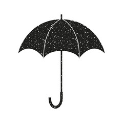 Open umbrella vector icon Isolated on white background. Aged grunge illustration.