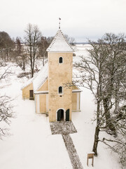 Fototapeta na wymiar Aerial view of Klostere church, Latvia