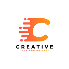 Obraz premium Initial Letter C Fast Speed Logo. Alphabet Suitable for Fast, Power, Flash, Identity, Moving and Speed.