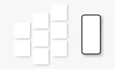 Mobile Phone Mockup with Blank Social Media Posts Template. Vector Illustration