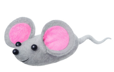 Grey soft toy mouse isolated