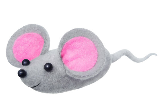 Grey soft toy mouse isolated