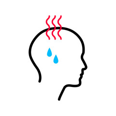Fever Illness Illustration. Vector Icon Showing a Person with Fever Symptoms. High Temperature and Sweats.