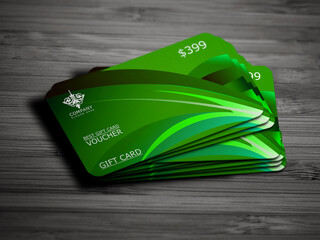 Popular Real stick Polygonal Layout Green Gift Card For Shopping. 