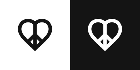 Love Peace Sign. Vector Peace and Love Symbol. Flat Style Vector Icon Symbol with Love Heart Peace Sign
