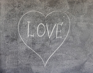 concept of love. a big heart drawn in chalk on a blackboard