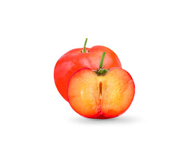Fresh cherries on a white background
