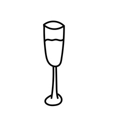 glass beverage. Hand drawn doodle vector illustration isolated on whithe background. Simple drawings with black color