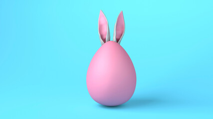 Easter. Pink Egg with bunny ears. 3d render