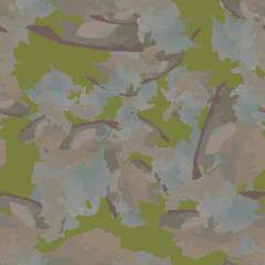 Field camouflage of various shades of green, brown, grey and beige colors