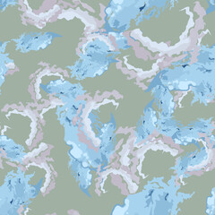 Winter camouflage of various shades of blue, green and grey colors