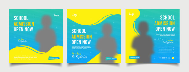 School admission open now social media post and web banner template
