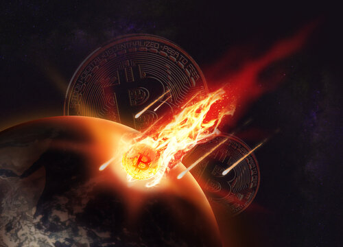 Bitcoin meteor Shooting Star Falling Earth