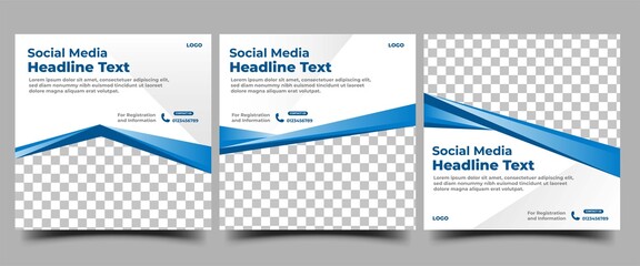 Set of Modern social media template banner design. Banner design with abstract blue frame and place for the photo. Suitable for social media post, flyers, banners, sign, and websites.