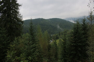clouds over the foggy mountains