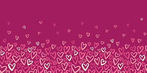 Lovely hand drawn doodle hearts background, cute romantic seamless pattern, great for textile, banners, wallpapers, wrapping - vector design