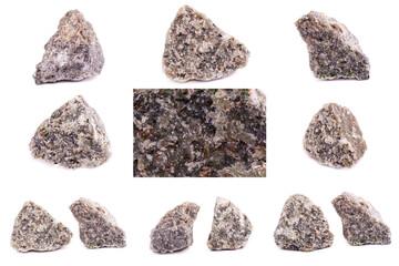 Collection of stone mineral Olivine