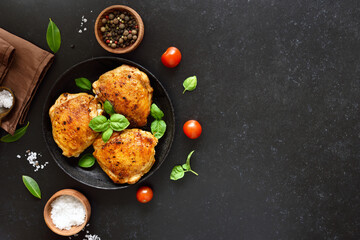 Fried chicken thighs in plate