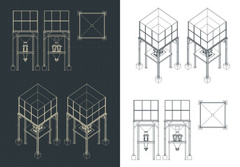 Fototapeta premium Storage and buffer Silo blueprints set