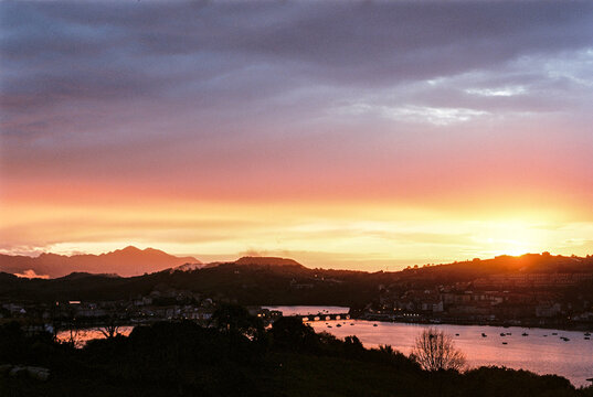 sunset over the river