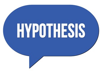HYPOTHESIS text written in a blue speech bubble