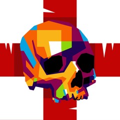 illustration of a skull with red sign in WPAP Style. suitable for sticker hardcore, halloween etc. eps file