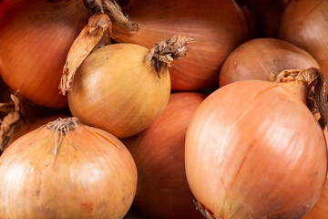 Background of brown raw onions.