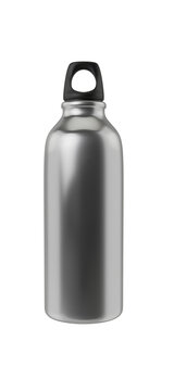Metal water bottle, mockup on white background, 3d rendering image
