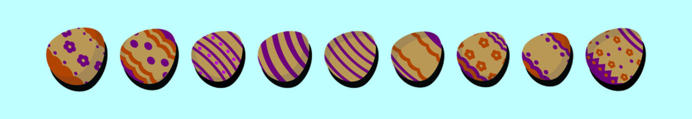 set of easter egg cartoon icon design template with various models. vector illustration isolated on blue background