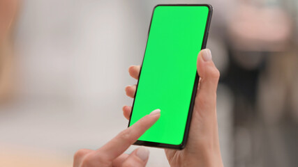 Close Up of Finger Lcicking on Smartphone with Green Screen