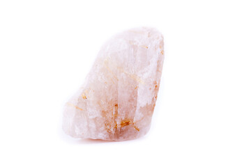 stone macro minerals rutile in quartz on a white background