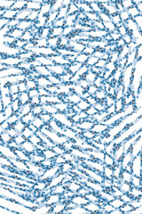 Netz-Architektur in Blaut&ouml;nen und mit Kachelfragmenten, auf wei&szlig;em Hintergrund gemalt