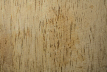 The texture of an old cutting board with cracks. Light color. Closeup