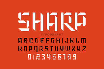 Obraz premium Sharp style font, alphabet letters and numbers