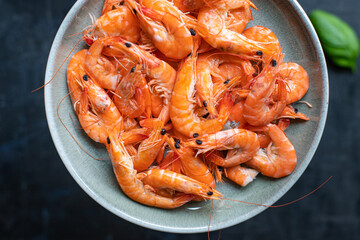shrimp spice prawn ready to eat seafood trend meal pescetarian diet snack copy space food background rustic. top view vegetarian food 