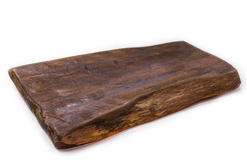 chopping board, handmade wooden kitchen board, vintage rustic kitchen utensil, isolated white background