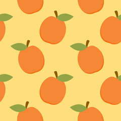 apricot flat design seamless pattern. Vector illustration of art. Vintage background. Kitchen and restaurant design for fabrics, paper