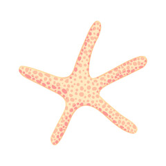 Hand drawn Starfish in a flat cartoon style. Marine icon. Summer nature ocean aquatic underwater vector illustration for graphic design, web site.