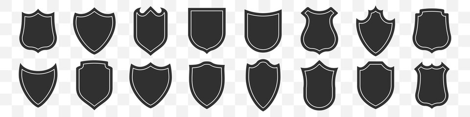 Set of shields icon on a transparent background