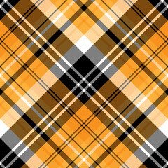 Seamless pattern in bright orange, black and white colors for plaid, fabric, textile, clothes, tablecloth and other things. Vector image. 2