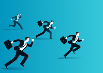 Fototapeta na wymiar vector illustration of businessman racing with others. describe compete, move and faster. business concept illustration