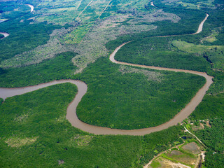 Beautiful scenery high angle river in southern Thailand.