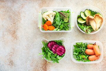 fresh salad healthy meal container weekly menu lunch box portion eating organic diet food food delivery takeaway container snack trend meal copy space food background